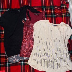 Bundle blouse Stylish Women's Tops Set - Black, Red, Cream